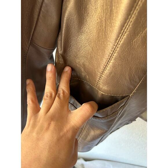 Style & Co Metallic Leather Jacket - Picture 2 of 6